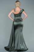 Olive Drab Long Satin Evening Dress ABU2363