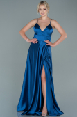 Grey-Indigo Long Satin Evening Dress ABU1458