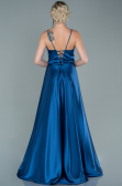Grey-Indigo Long Satin Evening Dress ABU1458