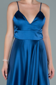 Grey-Indigo Long Satin Evening Dress ABU1458