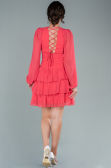 Mini Coral Chiffon Invitation Dress ABK176