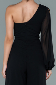 Long Black Chiffon Invitation Dress ABT078