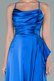 Sax Blue Long Satin Evening Dress ABU1843