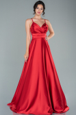 Long Red Satin Prom Gown ABU2375