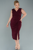 Midi Burgundy Plus Size Evening Dress ABK1492