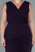 Midi Dark Purple Plus Size Evening Dress ABK1492