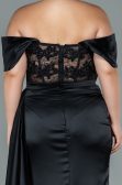 Long Black Satin Plus Size Evening Dress ABU2371