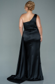 Long Black Satin Plus Size Evening Dress ABU2559