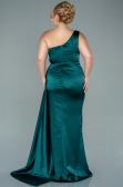 Long Emerald Green Satin Plus Size Evening Dress ABU2559
