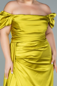 Pistachio Green Long Satin Plus Size Evening Dress ABU1626