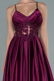 Long Plum Satin Evening Dress ABU2583