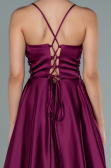 Long Plum Satin Evening Dress ABU2583