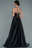 Long Black Satin Evening Dress ABU2583