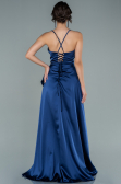 Navy Blue Long Satin Evening Dress ABU1843