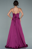 Long Plum Satin Evening Dress ABU1458