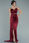 Long Burgundy Satin Evening Dress ABU2592