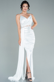 Long White Satin Evening Dress ABU2592