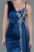 Long Navy Blue Satin Evening Dress ABU2598