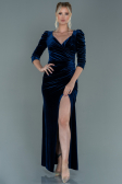 Long Navy Blue Velvet Evening Dress ABU2604