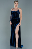 Long Navy Blue Velvet Evening Dress ABU2605