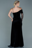 Long Black-Gold Velvet Evening Dress ABU2605
