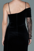 Long Black-Gold Velvet Evening Dress ABU2605