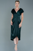 Emerald Green Short Satin Invitation Dress ABK1107
