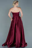 Long Burgundy Satin Evening Dress ABU2600