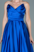 Long Sax Blue Satin Evening Dress ABU2600
