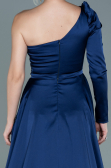 Long Navy Blue Satin Evening Dress ABU2610