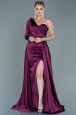 Long Plum Satin Evening Dress ABU2610