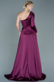 Long Plum Satin Evening Dress ABU2610