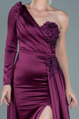 Long Plum Satin Evening Dress ABU2610