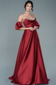 Long Burgundy Satin Evening Dress ABU2614