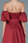 Long Burgundy Satin Evening Dress ABU2614