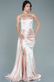 Long Beige Satin Evening Dress ABU2618