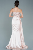 Long Beige Satin Evening Dress ABU2618