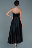 Midi Black Satin Evening Dress ABK1508