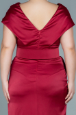 Midi Burgundy Satin Plus Size Evening Dress ABK1499