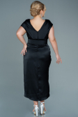 Midi Black Satin Plus Size Evening Dress ABK1499