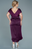 Midi Cherry Colored Satin Plus Size Evening Dress ABK1499