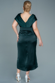 Midi Emerald Green Satin Plus Size Evening Dress ABK1499