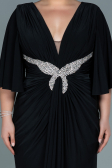 Long Black Satin Plus Size Evening Dress ABU2646