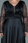 Long Black Satin Oversized Evening Dress ABU2641