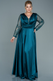Long Emerald Green Satin Oversized Evening Dress ABU2641