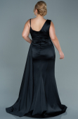 Long Black Satin Plus Size Evening Dress ABU2599