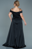 Long Black Satin Plus Size Evening Dress ABU2644