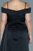 Long Black Satin Plus Size Evening Dress ABU2644