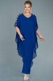 Sax Blue Chiffon Plus Size Evening Dress ABT080