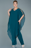 Emerald Green Chiffon Plus Size Evening Dress ABT080